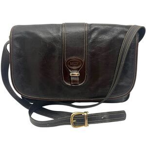 BALLY Shoulder Bag or Crossbody Purse Vintage in Dark Brown Leather Authentic